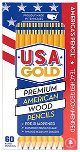 Cra-Z-art U.S.A. Gold Pre-sharpened American Wood Cased #2 HB Yellow Pencils, 60 Pack - WoodArtSupply