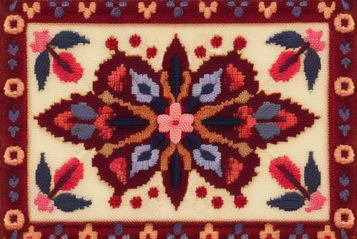 Latch Hook Rug Kits for Adults, Crochet Sewing Kit Classic Latch Hook 3D Craft Kit for Home Decor Festival Gift 23.6"X15.8"(Flower-B) YAKOLECI