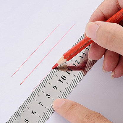 ZZTX Metal Ruler Stainless Steel Ruler Straight Edge Measuring Tool 6 Inch +12 Inch + 16 Inch 6 Pack Set - WoodArtSupply