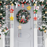 MEZOOM 8pcs Christmas Wooden Windchimes for Kid, Make Your Own 3D Star Wind Chimes Star Hanging Decoration Xmas DIY Art Craft for Christmas Winter MEZOOM