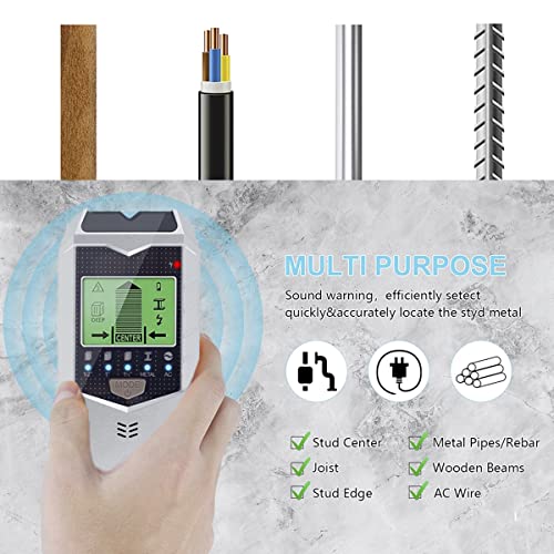 Stud Finder Wall Scanner, 5 in 1 Electronic Stud Sensor, Metal Detector Wall Scanner, Wall Wood Detector Scanner with LCD Display & Audio Alarm for HOTBEST