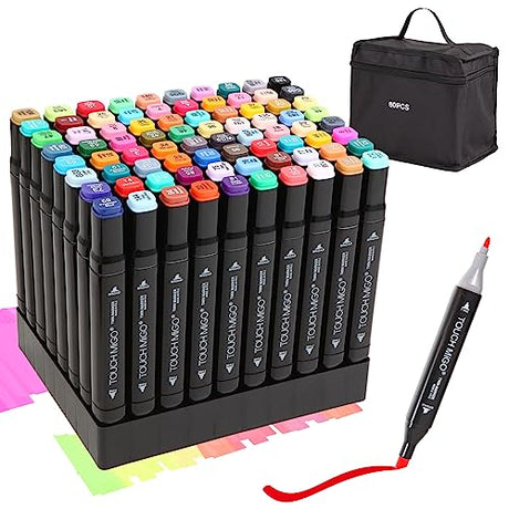RBINITION 80 Colors Dual Tips Art Markers Set, Alcohol Markers Pens, Alcohol Based Markers for Adult Kids Coloring Drawing Sketching Card Making RBINITION