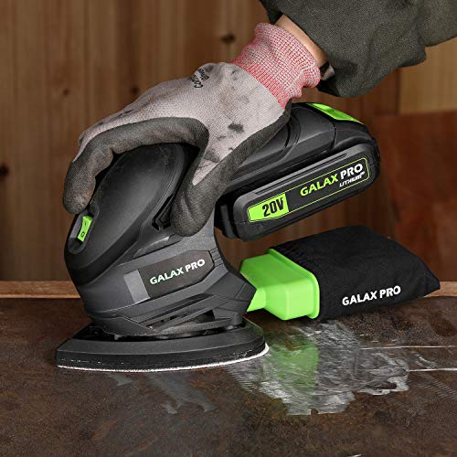 GALAX PRO Cordless Detail Sander 20V, 20Pcs Sandpapers,12000 RPM Sanders with Dust Collection System for Tight Spaces Sanding in Home Decoration, GALAX PRO