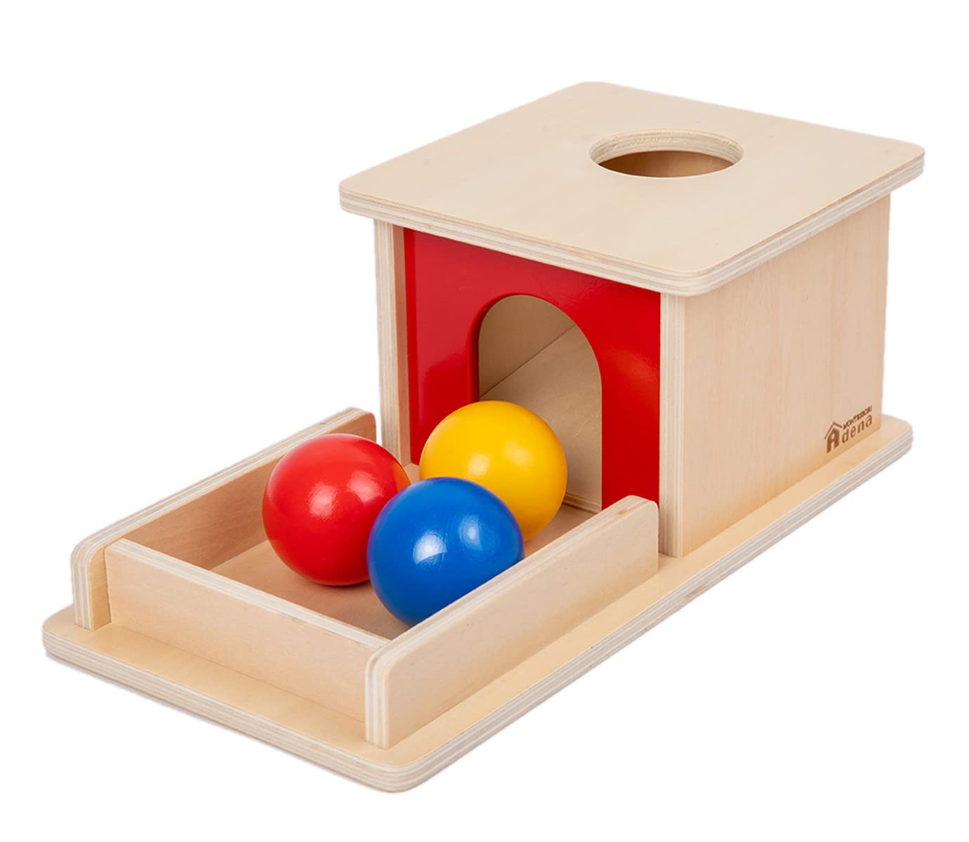 Adena Montessori Full Size Object Permanence Box with Tray Three Balls Montessori Toys for 6-12 Month Infant 1 Year Old Babies Toddlers Adena Montessori