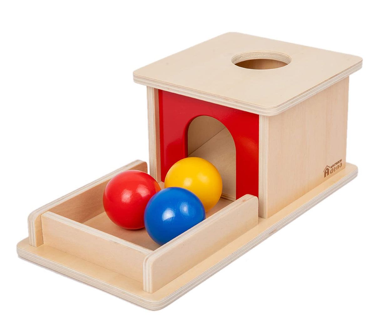 Adena Montessori Full Size Object Permanence Box with Tray Three Balls Montessori Toys for 6-12 Month Infant 1 Year Old Babies Toddlers Adena Montessori