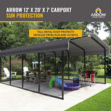 Arrow Shed 12 x 20 x 7-Foot Heavy Duty Galvanized Steel Metal Multi-Use Shelter, Shade, Carport, 12' x 20' x 7', Charcoal color Arrow