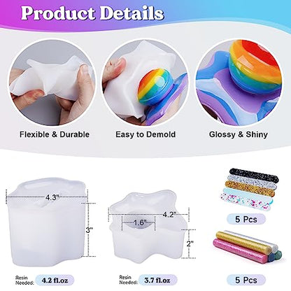 LET'S RESIN Melted Ice lolly Resin Epoxy Molds, Silicone Molds for Crafts, Pop and Candy Shape with 10pcs Sticks, DIY Melting Sculpture, Summer