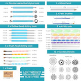 Mandala Dotting Tools Kit with Acrylic Paints and Reusable Stencils - Dot Art Set for Rock Painting, DIY Craft Project, Home Decor Drawing Activity CEREM