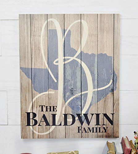 Personalized Printed Wood Family Name Sign with Established Date and State Shape Design 16x20 MRC Wood Products