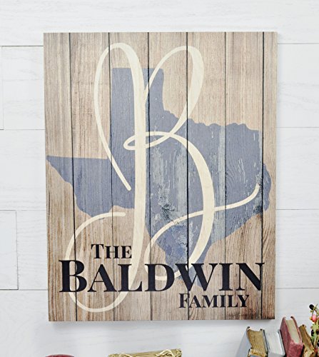 Personalized Printed Wood Family Name Sign with Established Date and State Shape Design 16x20 - WoodArtSupply