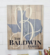 Personalized Printed Wood Family Name Sign with Established Date and State Shape Design 16x20 MRC Wood Products