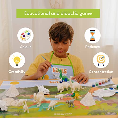 BONNYCO Dinosaur Toys for Kids Painting Kit 16 Figurines Kids Crafts Kits with Glow in The Dark, Toys & Gifts for Boys | Kids Toys 3 4 5 6 7 8 9 10 - WoodArtSupply