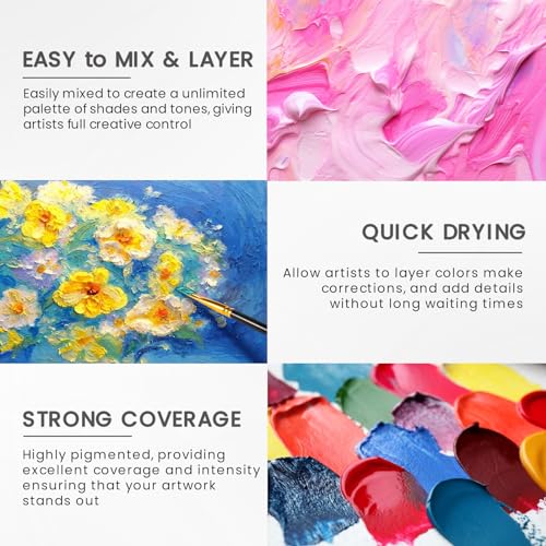 40 PCS Acrylic Paint Set with 12 Brushes, 2 Knives and Palette, 24 Colors (2oz/60ml) Art Craft Paints Gifts for Adults Kids Artists Beginners, Art VigorFun