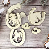 Honbay 36PCS Unfinished Cowboy Wooden Cutouts Blank Horseshoe and Hat Wood Discs Slices for Western Cowboy Cowgirl Party Decorations DIY Craft (5 HONBAY