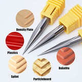 HUHAO 3PCS CNC Router Bit 6mm Carbide Engraving V Groove Cutting Bit 2 Flute 15 Degree 0.3mm Tip CNC Engraving Bits for Woodworking Steel Brass MDF HUHAO