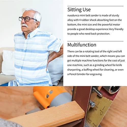 NuoDunco Mini Belt Sander - Electric Bench Grinder Sanding Machine, 7 Adjustable Table Top Grinder Polisher for DIY Woodworking, Metal Grinding, NuoDunco