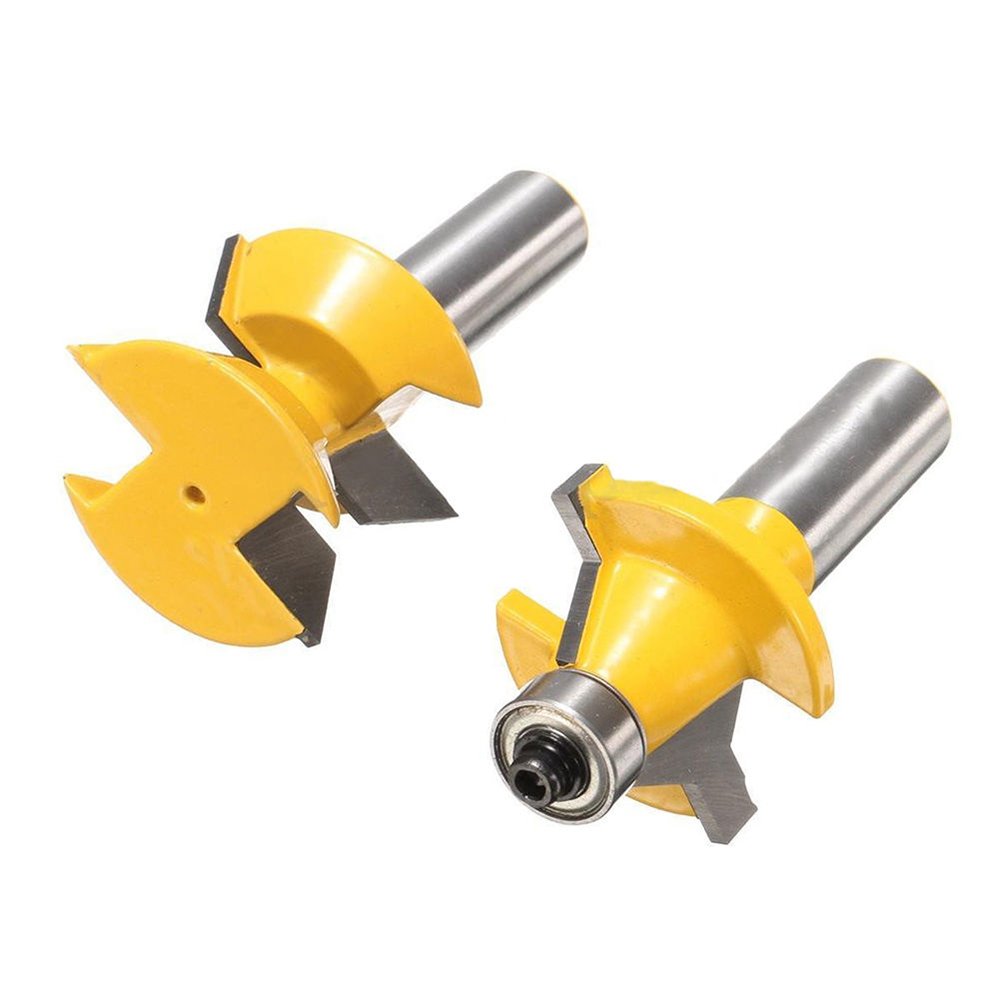 Yakamoz 2Pcs Matched 1/2" Shank Tongue and Groove Router Bit Set 120 Degree Woodworking Groove Chisel Cutter Tool - WoodArtSupply