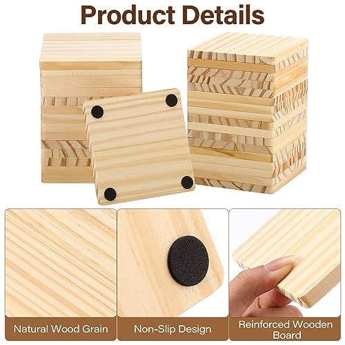 Dandat 72 Pack Unfinished Wood Coasters,4" Square Blank Wooden Coasters for Crafts,Wooden Slices for DIY Painting, Wood Craft Supplies Home Dandat