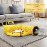 BWOGUE Bunny Tunnel Bed, 2-in-1 Collapsible Tunnel Tubes Toys with Removable Mat Hideout for Cats Kittens Rabbits Guinea Pigs Kitty BWOGUE