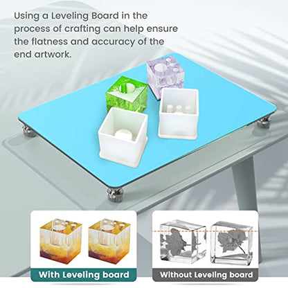 Nelyrho Glass Leveling Board for Resin, 16''x 12'' Adjustable Precision Leveling Table for Resinate, Leveling Epoxy Resin Accessories, Multipurpose - WoodArtSupply