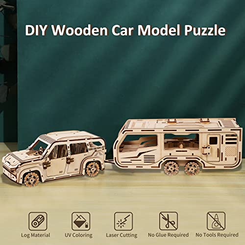 3D Wooden Puzzle for Adults, Trailer Mechanical Car 3D Jigsaw Puzzles, DIY Model Building Kit Handicraft Wood Craft Hobbies Toy, Birthday for - WoodArtSupply