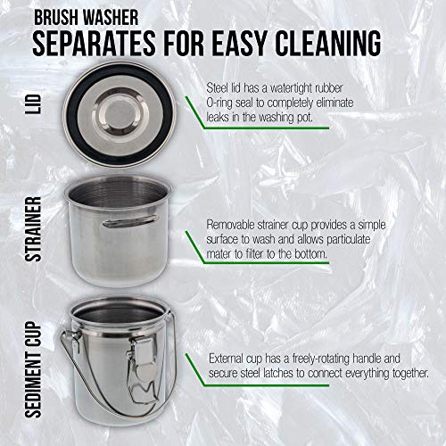 US Art Supply Stainless Steel Leak-Proof Deluxe Brush Washer US Art Supply
