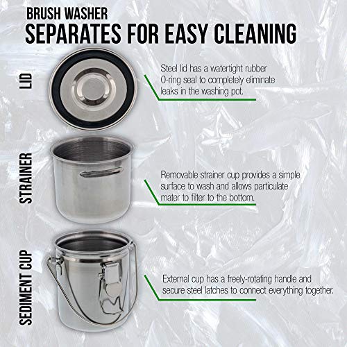 US Art Supply Stainless Steel Leak-Proof Deluxe Brush Washer