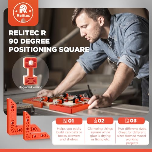 Relitec R Clamping Square for Woodworking, 90 Degree Corner Clamp Right Angle Clamp Positioning Squares Wood Tools for Gluing Cabinets, Photo Frames - WoodArtSupply