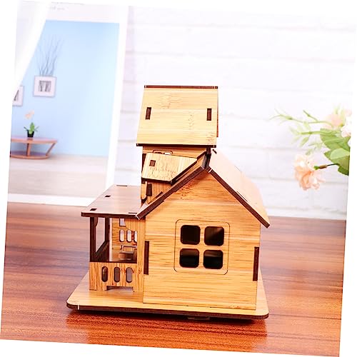 VICASKY Wooden Mini House DIY Mini House Craft Wood Ornaments Unfinished Wood Brain DIY Wood Toy Tiny House DIY for Kids Art and Craft for Kids Toys VICASKY
