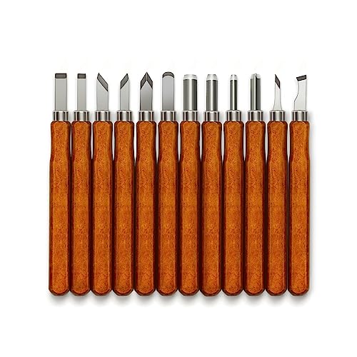 Wood Carving Tools Kit - 12 Pcs Super Sharp and Durable Wood Carving Knife Set for Beginners, Professionals, Hobbyists, Artists, and Sculptors - JIAN