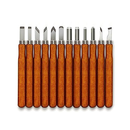Wood Carving Tools Kit - 12 Pcs Super Sharp and Durable Wood Carving Knife Set for Beginners, Professionals, Hobbyists, Artists, and Sculptors - Multipurpose Sculpting, Soap Carving, Pumpkin Carving