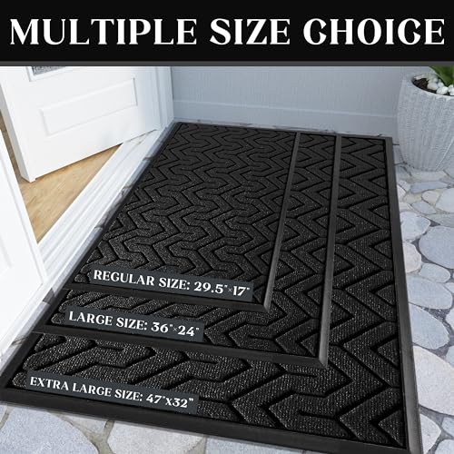 Yimobra Door Mat, All-Season Outdoor Indoor Durable Doormat for Home Entrance Floor, Heavy Duty Non Slip Front Door Mats Outdoor, Easy to Clean, Yimobra
