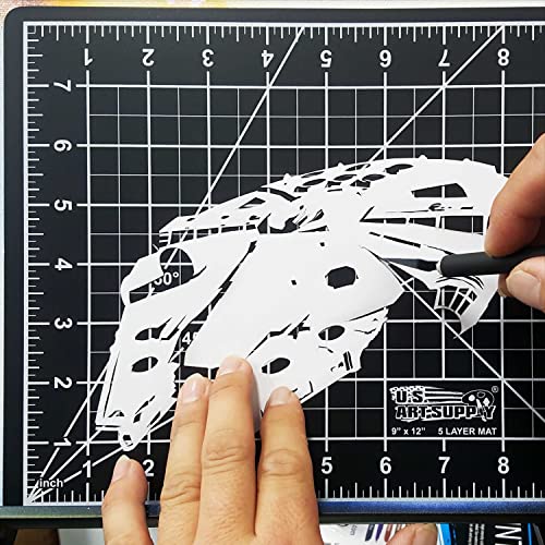 U.S. Art Supply - Pack of 2-18" x 24" White/Blue Professional Self Healing 5-6 Layer Double Sided Durable Non-Slip Cutting Mat Great for U.S. Art Supply