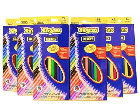 XNGCAS Colored Pencils Bulk, Kids School Supplies For Teachers, 6 Packs with 24 Colors XNGCAS