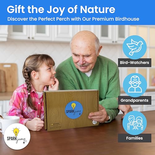 SparkJump Premium Wooden Bird House Kit | Build it Yourself Birdhouse | Birdhouse Kits for Adults to Build | DIY Bird House Kit and Woodworking Adult SparkJump