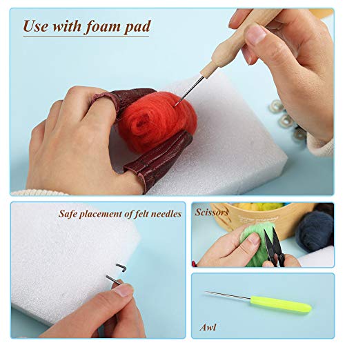 JUPEAN Felting Kit, Needle Felting Kit for Beginner, 60 Colors Wool Roving, Wool Felting Tool Kit with Felting Needles, Foam Mat, Needle Felting JUPEAN