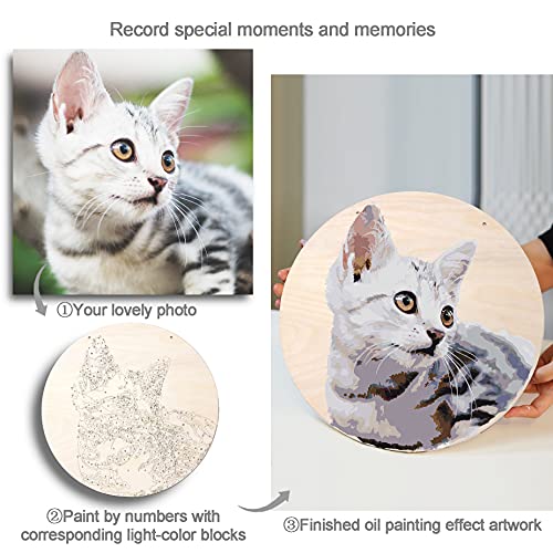 TEXTURE OF DREAMS Personalized Paint by Numbers Kit for Adults, Acrylic Painting Oil Painting on 12" Round & Circle Wood, Customized DIY Paint by TEXTURE OF DREAMS