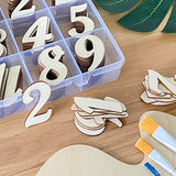 2 Inch 196 Pieces Wooden Numbers Unfinished Wood Numbers 0-9 for Crafts,with Sorting Grid Organizer Cregugua