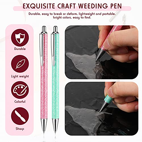 2 Pieces Weeding Pen Vinyl Pen Pin Weeding Tool Fine Point Weeding Tool Glitter Metal Vinyl Air Release or Car Puncturing Installation Retractable Epakh