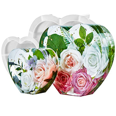 PieceCircle 2Pcs 10 Inch Large Heart Shape Resin Molds, Silicone Molds for Flower Preservation, Deep Epoxy Resin Molds for Resin Art Casting, DIY