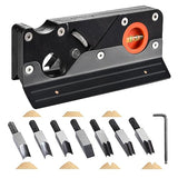 Chamfer Plane, Wood Chamfer Plane with 7 Cutter Heads, Woodworking Edge Corner Flattening Tool with Auxiliary Locator, Woodworking Hand Planer Hesderty