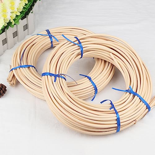 2 rolls # 8 Spline, 66 Ft Each roll Reed Spline, Diameter 0.2 In（5mm）Natural Cane Webbing Roll, and Round Reed Coil for DIY Furniture Making and - WoodArtSupply