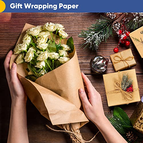 Vanhench Brown Wrapping Paper, Craft Paper, Kraft Paper Roll 17.8"x 1200"(100'), Gift Wrapping Bulletin Board Arts & Crafts, Bouquet Flower Table - WoodArtSupply