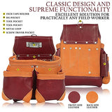 TRUTUCH Grain Leather 18 Pockets | Tool Rig Set | Tool Pouch | Drywall Tool Belt | Carpenter Tool Bag | Leather Tool Belts for Men | Construction | TRUTUCH