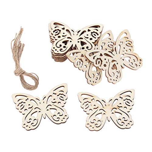 EXCEART 10pcs Unfinished Wooden Cutouts Butterfly Wood Slice Shapes Pieces Wood Discs for DIY Crafts Confetti Hanging Ornaments Table Scatter EXCEART