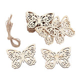 EXCEART 10pcs Unfinished Wooden Cutouts Butterfly Wood Slice Shapes Pieces Wood Discs for DIY Crafts Confetti Hanging Ornaments Table Scatter EXCEART
