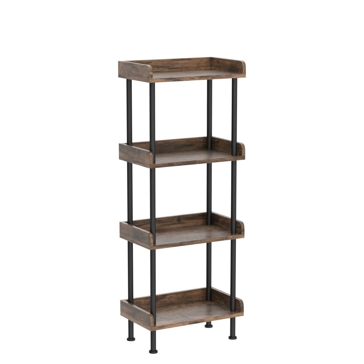 Hosfais Bookcase 4 Tier Bookshelf, Vintage Small Bookshelf for Small Spaces, Wooden Book Shelf Small Bookcase for Living Room Bedroom