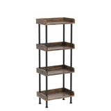 Vintage 4-Tier Hosfais Small Bookcase for Space-Saving Storage in Rustic Brown Hosfais