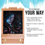 U.S. Art Supply Newport Extra Large Adjustable Wood Table Sketchbox Easel, Paint Palette, Premium Beechwood - Portable Wooden Artist Desktop Case - U.S. Art Supply