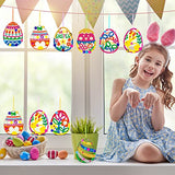 36 Wooden Easter Ornaments Decorations, DIY Easter Wood Craft Kits Assorted Paintable Unfinished Wood Easter Pendants Pom-poms Glitter Pipe Cleaners OBUSATT